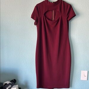 Elegant Burgundy Bodycon Dress Size 14